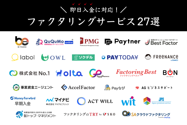 当日審査・入金に対応しているファクタリング業者27選【2026年最新】