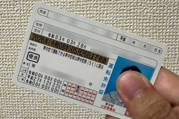 個人情報を示す運転免許証