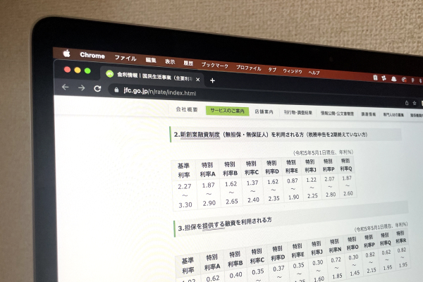 新創業融資制度の金利