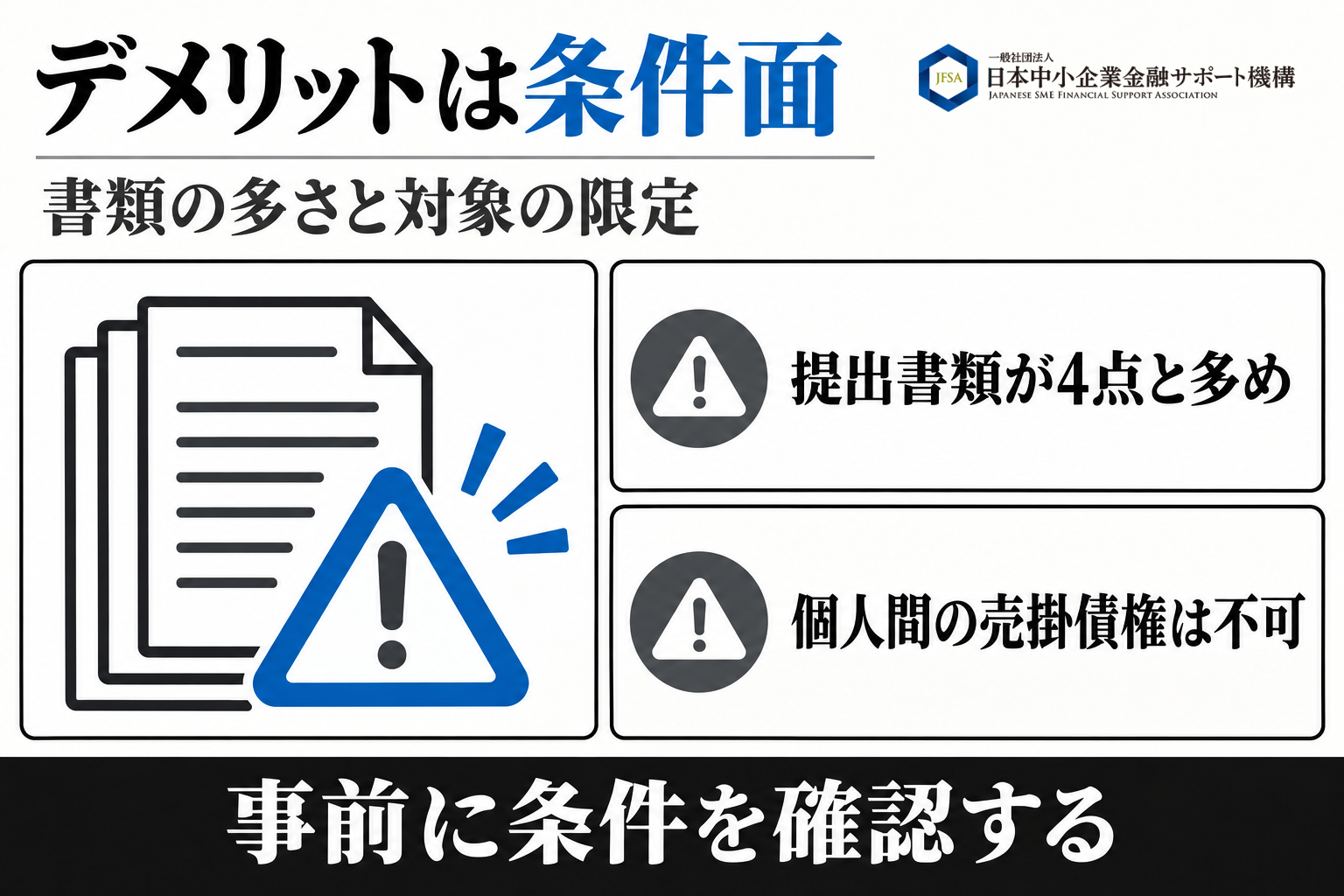 日本中小企業金融サポート機構を利用するデメリットの図解