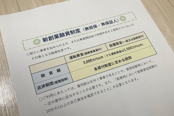 新創業融資制度の使用用途